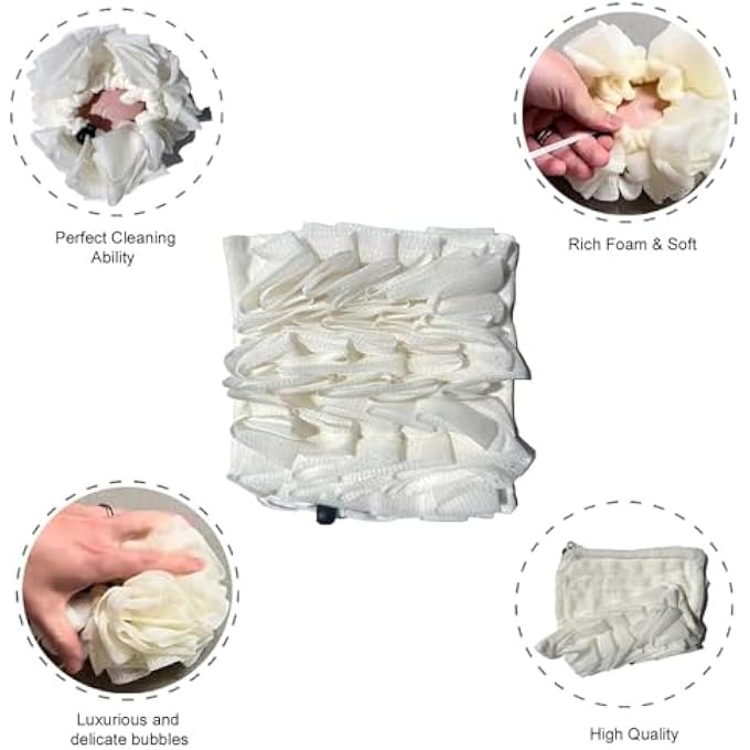 HOMION إسفنجة صابون الاستحمام HOMION Loofah Combo 2-in-1 - "بوف شبك مقشر مع جيب صابون رباط يحمل صابون اللوح - كرة استحمام شبكية لغسول الجسم وبشرة ناعمة - Image 4